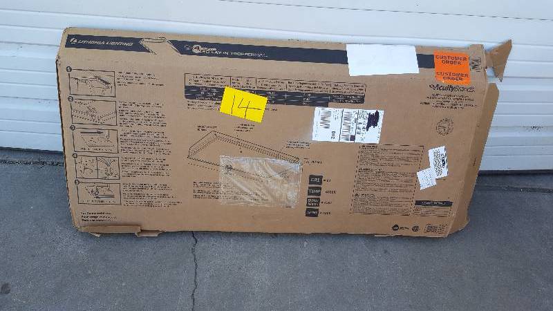 lot 14 image: Lithonia Lighting 2 ft. x 4 ft. White LED Smooth Lens Lay-In New