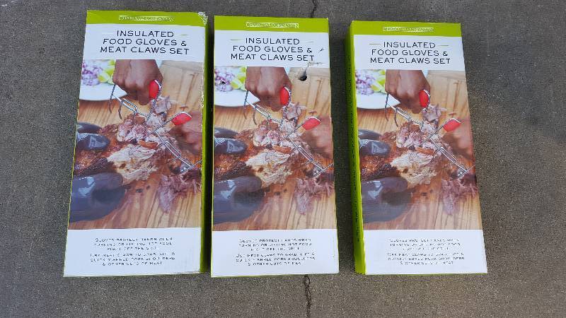 lot 26 image: Lot of 3 New Insulated Gloves with Meat Claws
