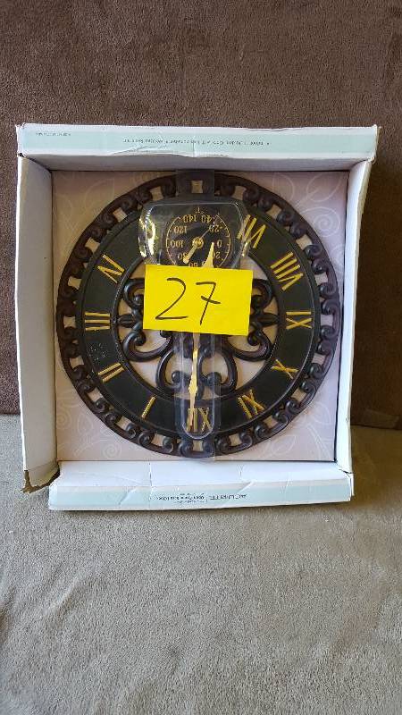 lot 27 image: Acu-rite Open-frame Scroll Clock W Thermometer New