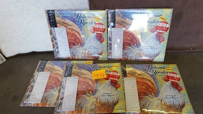 lot 44 image: Lot of 5 2015 Rooster calenders with bonus List Pads