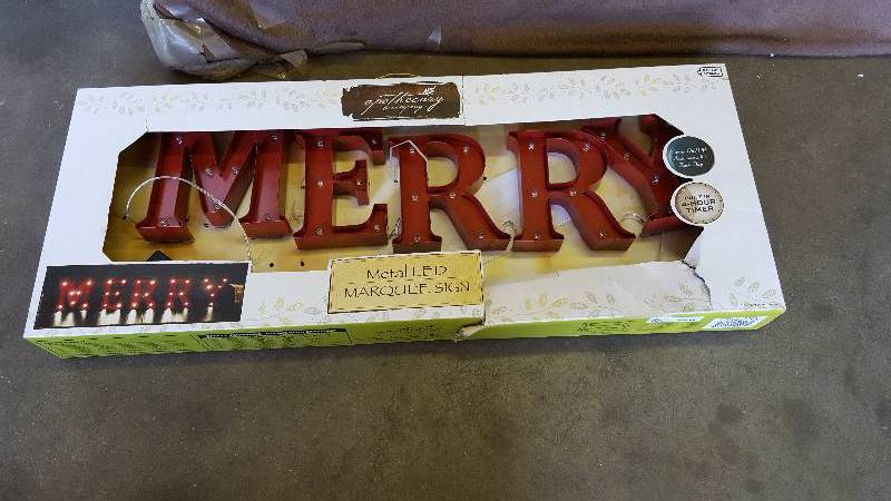 lot 78 image: Apothecary MERRY Metal LED Sign