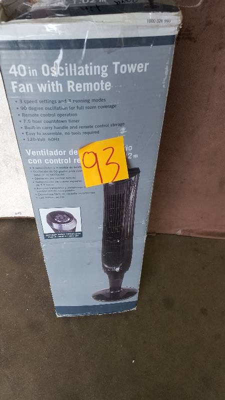 lot 93 image: 40 in Oscillating Tower fan