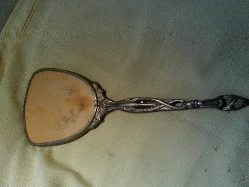 lot 69 image: antique brass mirror