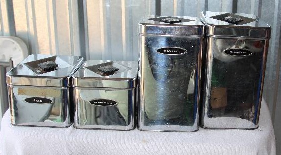 lot 26 image: Vintage Aluminum Canisters
