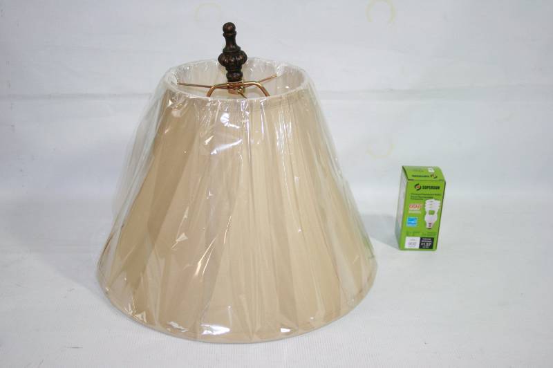 Lamp shade, bulb, and finnial