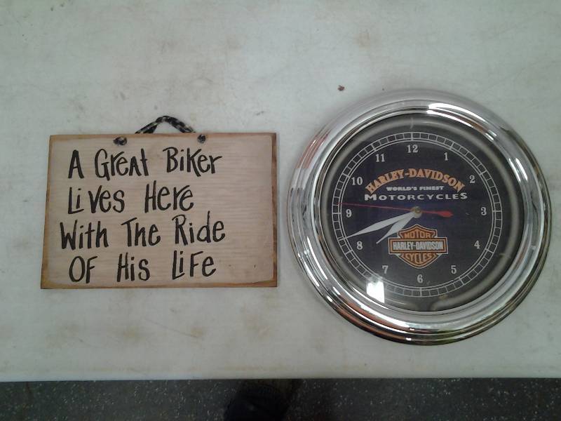 12 Inch Neon Harley Clock Biker Sign 12 x 8