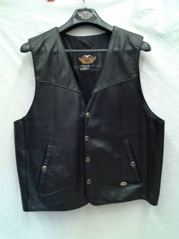 Mens Harley Leather Vest Size Large