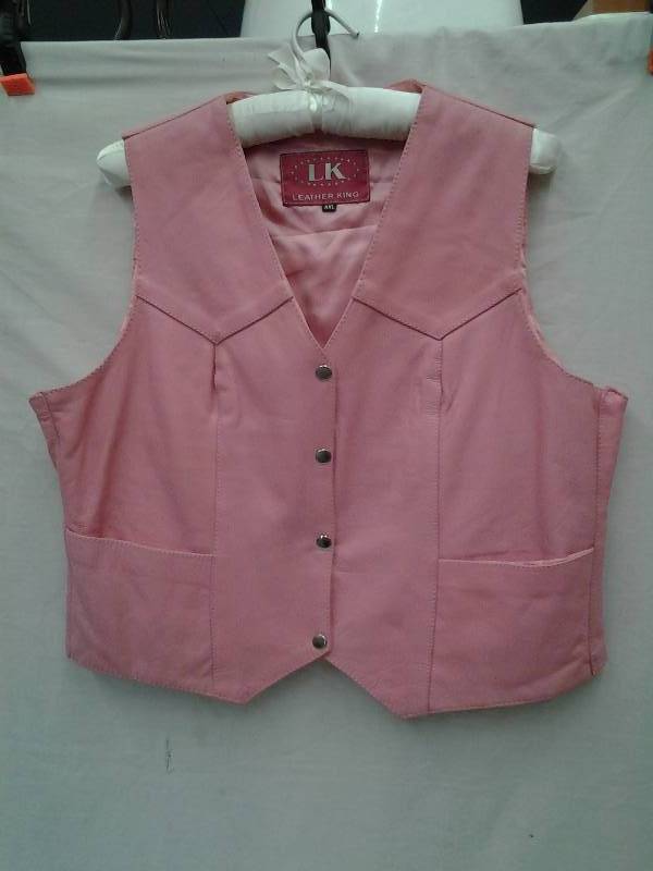 Ladies Pink Leather Vest Size XXL