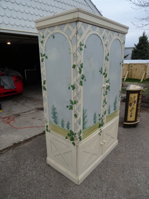Large wood painted cabinet