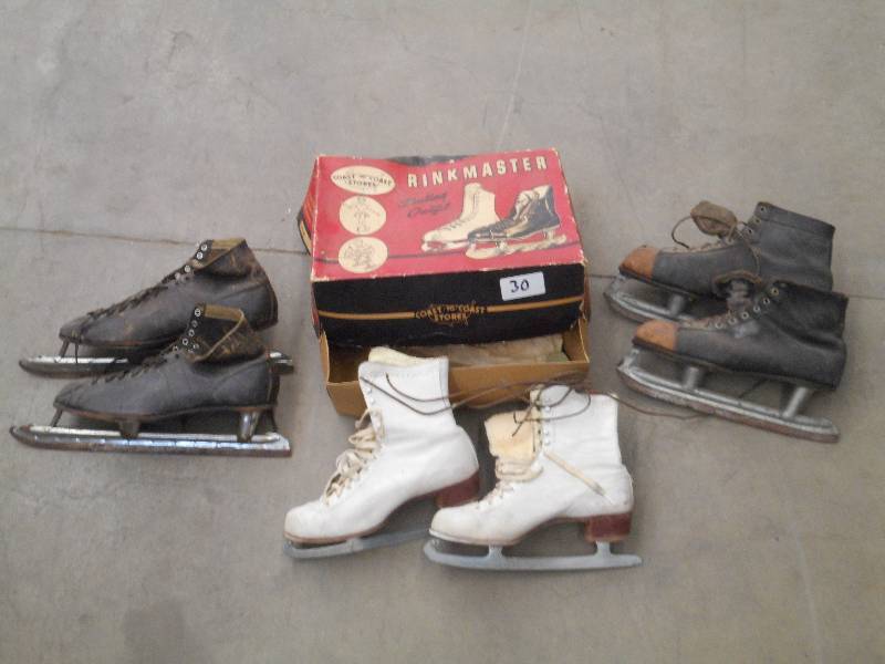 lot 30 image: Lot Of (3) Pairs Of Vintage Ice Ska...