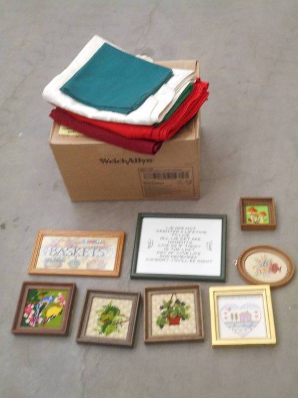 lot 39 image: Box Of Assorted Table Cloths & Need...