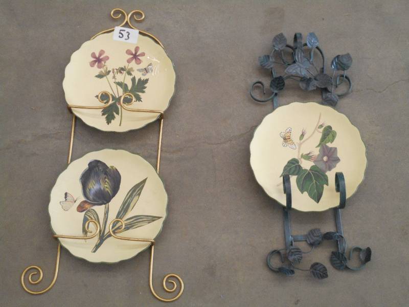 lot 53 image: (2) Steel-Framed Wall Hung Plate Di...