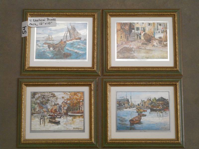 lot 54 image: (4) 12x10 Nautical Prints ...
