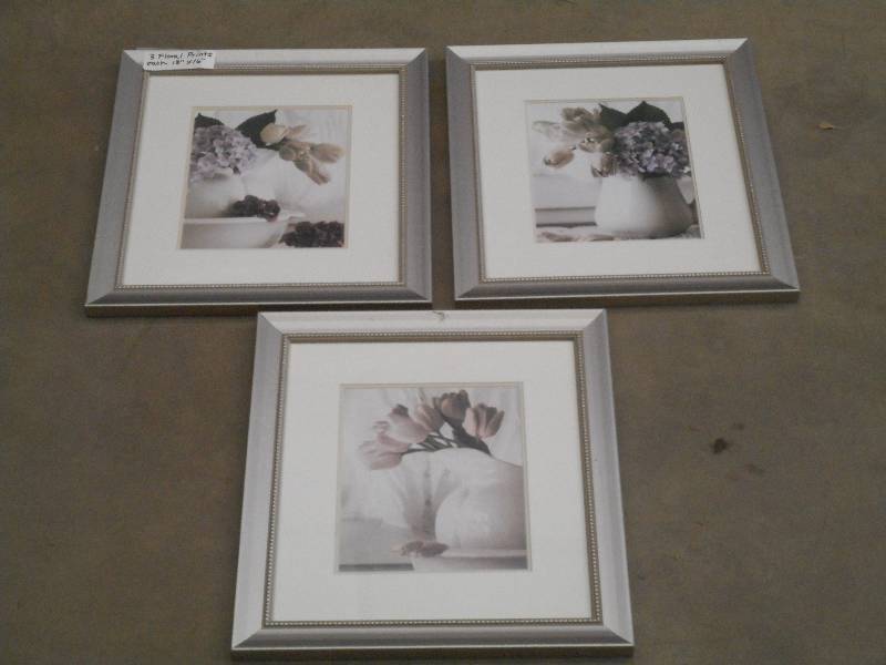 lot 57 image: (3) 18x16 Floral Prints ...