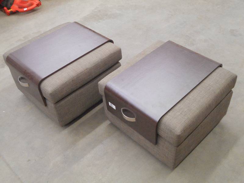 lot 81 image: (2) Matching Rolling Ottomans With ...
