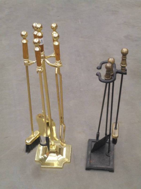 lot 131 image: Lot Of (2) Fireplace Tool Sets ...