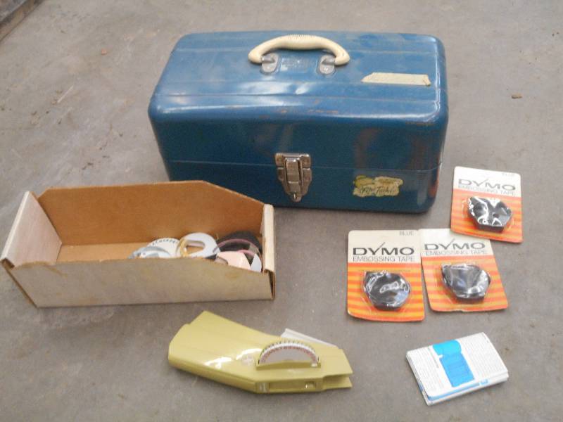 lot 146 image: (1) Steel Tackle Box & Label Gun Se...