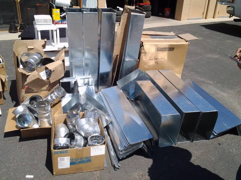 lot 1 image: Heating & AC Sheet Metal (8x10, 8x14, 8x16, 8 Inch Round)