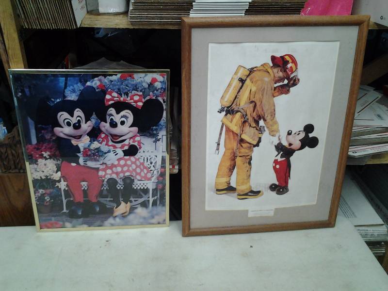 lot 13 image: 2-Mickey Mouse Framed Pictures