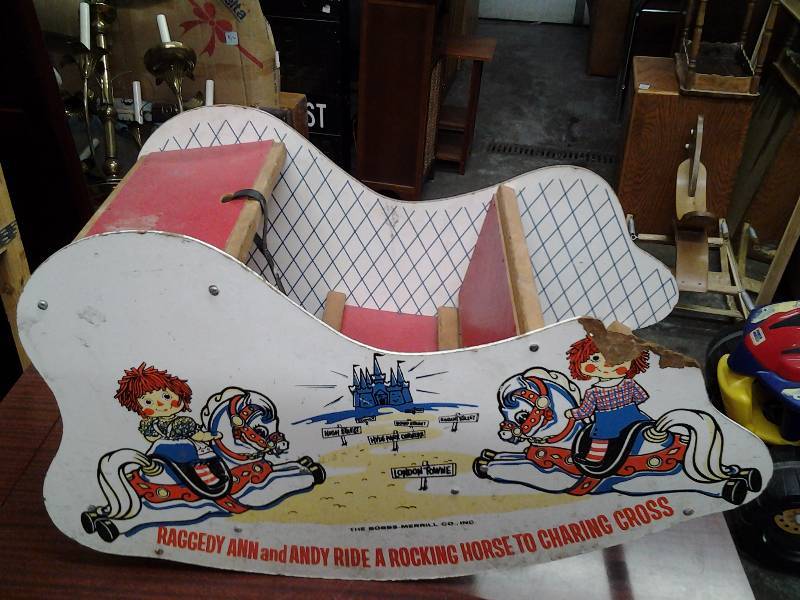 lot 31 image: Vintage Raggedy Ann & Andy Rocking Chair Horse