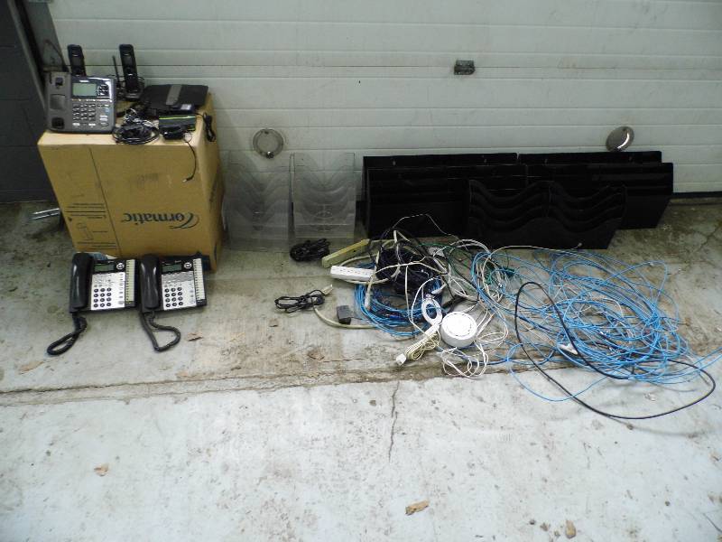 lot 11 image: Phones - Router - Cords - File Folders