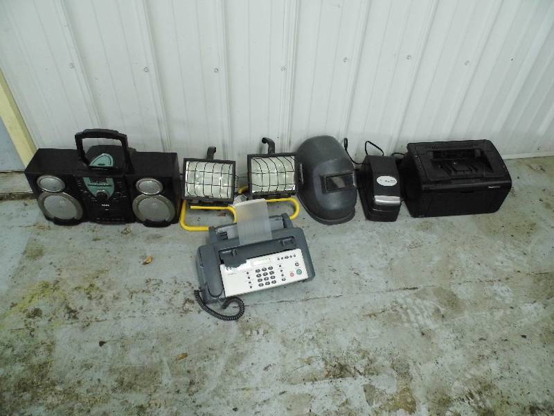 lot 36 image: Radio - Fax - Lights - Welding Helmet - Printers