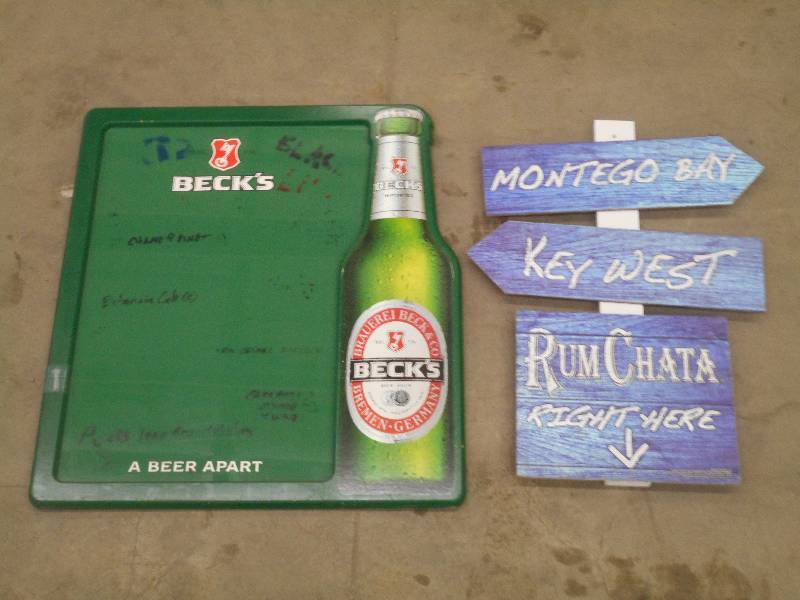 (1) Becks Menu Board & (1) RumChatt...