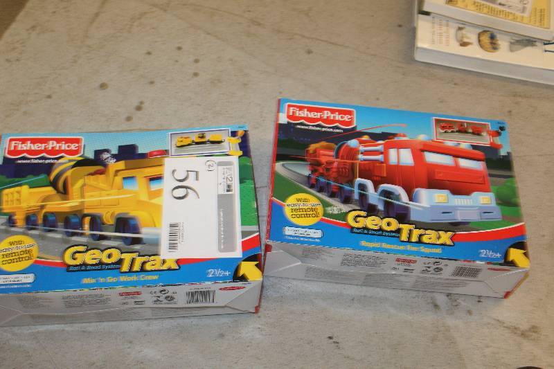lot 56 image: Lot of (2) Fisher-Price Geo-Trax Rail & Road System Toys