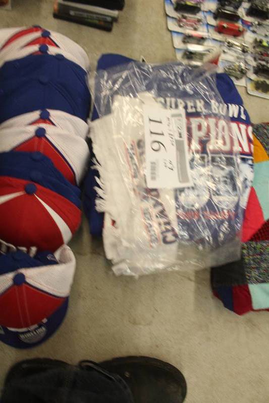 lot 116 image: Lot of NY Giants Memorabilia Including Caps Sweat Shirts