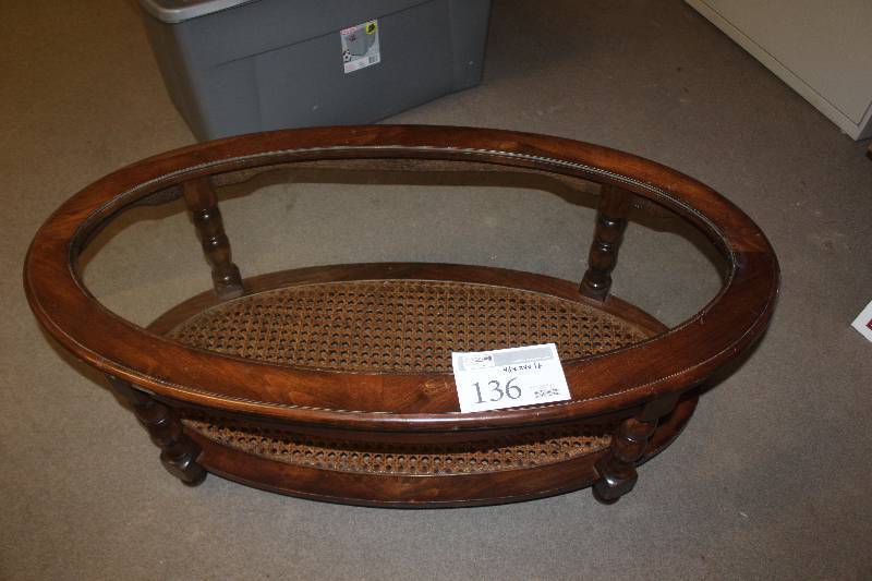 lot 136 image: Oval Glass Top Coffee Table