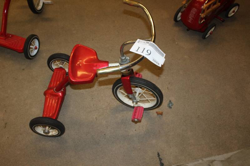 lot 119 image: Vintage Red Columbus Tricycle Red Seat Silver Handlebars