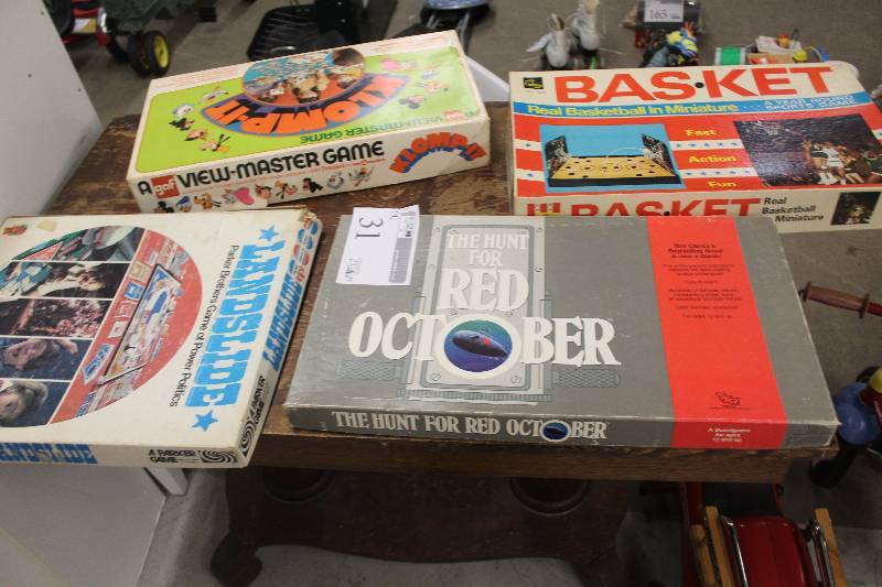 lot 31 image: Lot of (4) Board Games Including Landslide Klomp-It Red October Bas-ket