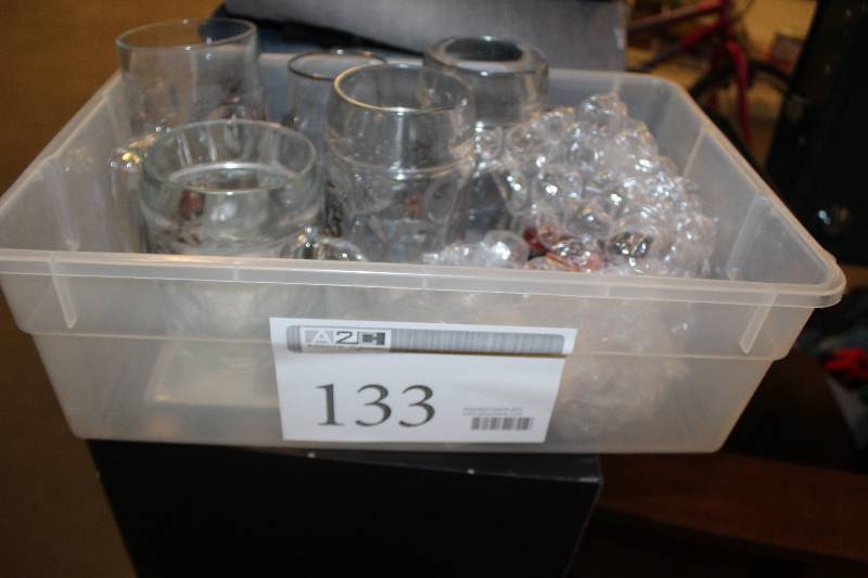 lot 133 image: Box Lot of Glassware, Ceramic Dolls