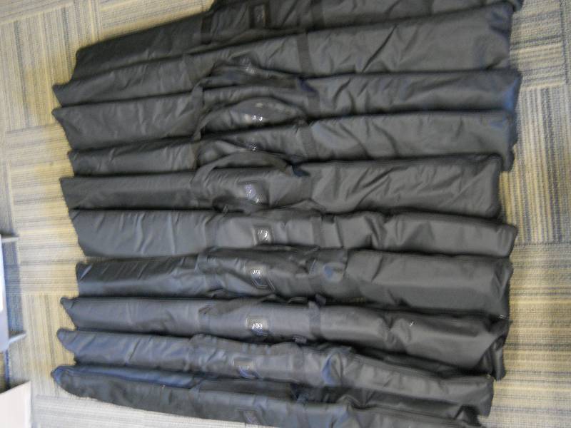lot 68 image: LOT of TEN (10) 10 Foot Messenger Flying Banner Display Stands with TravelCarry Cases  Banners not included  High Retail Value  Great for resale or use for business, craft show, trade show, events - NEW IN BOX