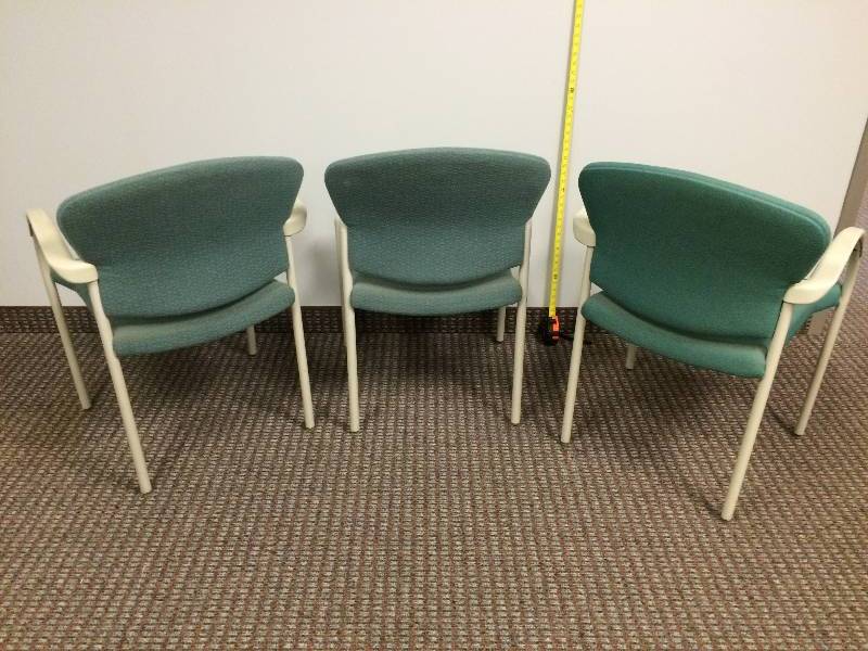 lot 24 image: 3 Green Allsteel Metro Systems Waiting Room Chairs