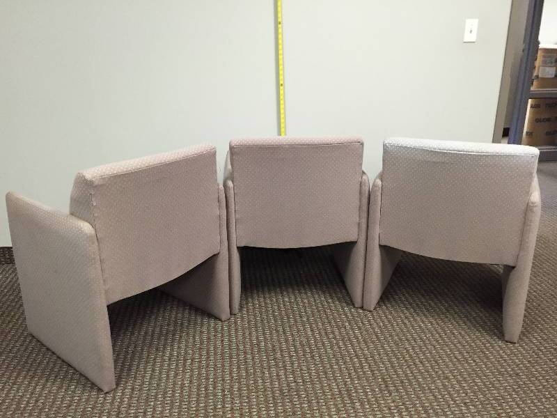 lot 59 image: 3 High Point Waiting Room Fabric Chairs - Nice structual condition but could use light cleaning
