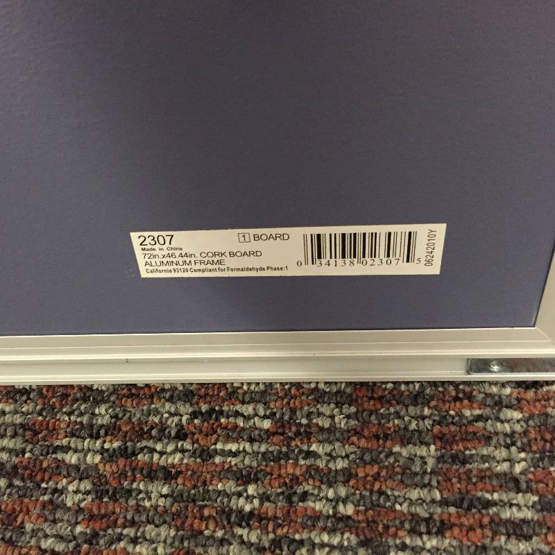lot 77 image: Large 72 x 48 Cork Board With Mounting Hardware