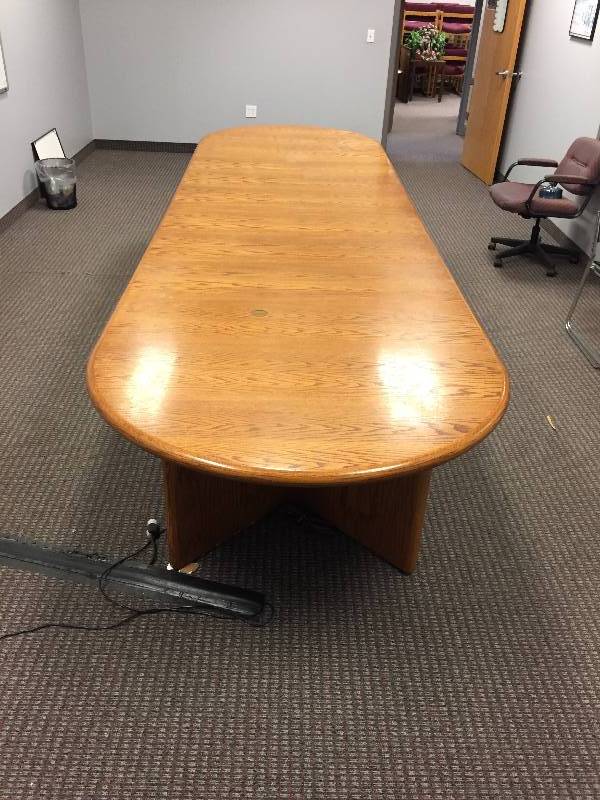 lot 91 image: 14 Foot Huge Wood Conference Table - Nice Condition - See Pics