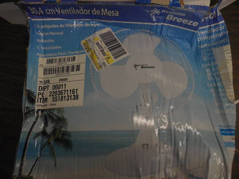 Hawaiian Breeze 12 Oscillating Table Fan