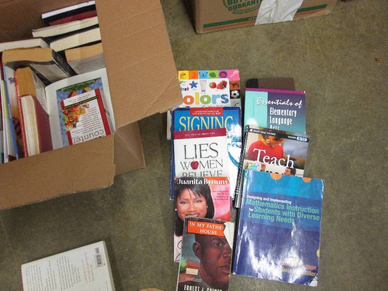 Box of assorted hard cover and pape...