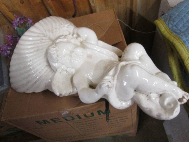 Large 22 inch Ceramic Cherub Sconce...
