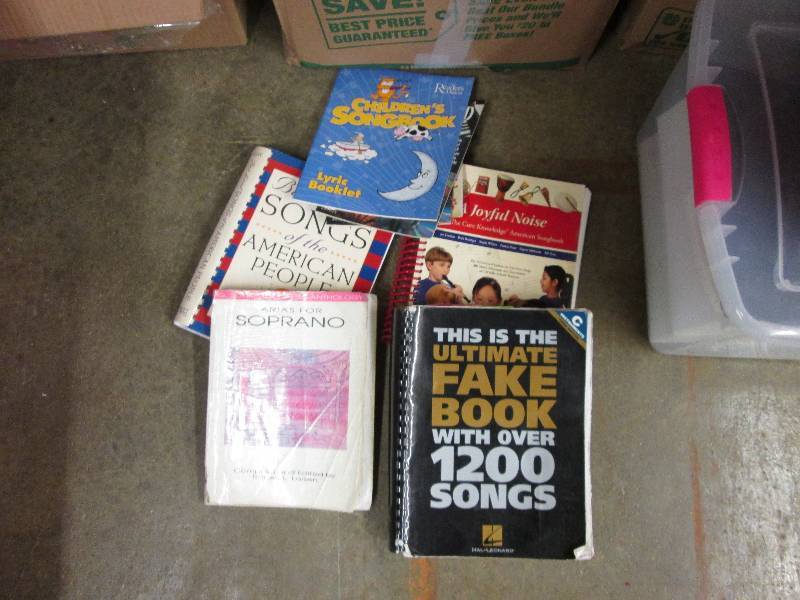 Box of music related books, song bo...