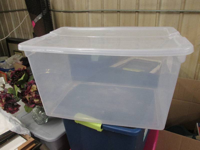 Sterilite 66 qt clear tote...