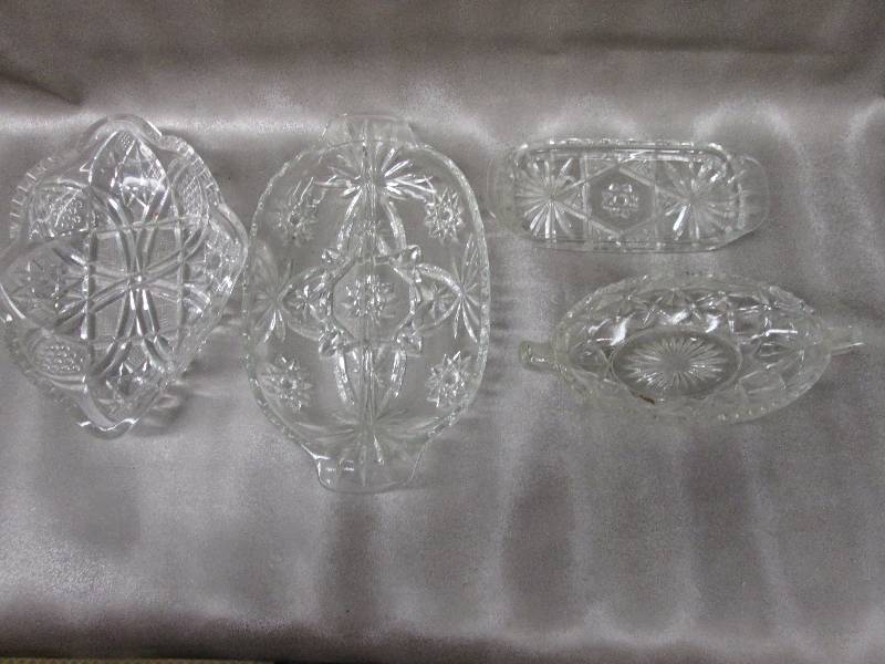 Lot of 4 assorted cutglass serving ...