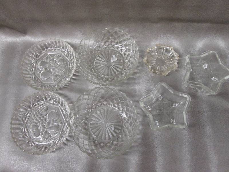2 pair matching small cutglass bowl...