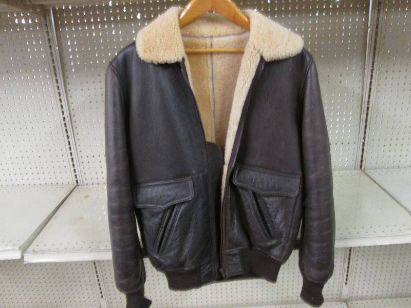 Brown leather bomber jacket, no siz...