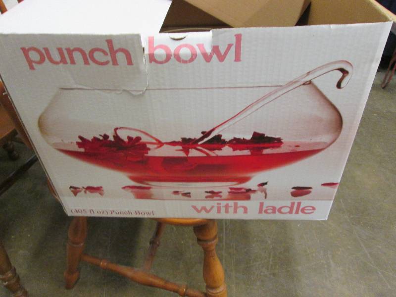 405 fl oz glass punch bowl with lad...