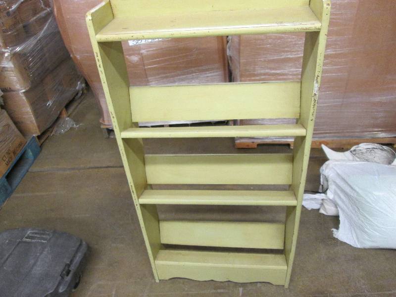 Light green painted wooden shelf un...