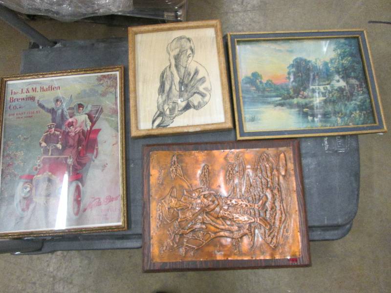 Lot of 4 smaller wall art pieces...