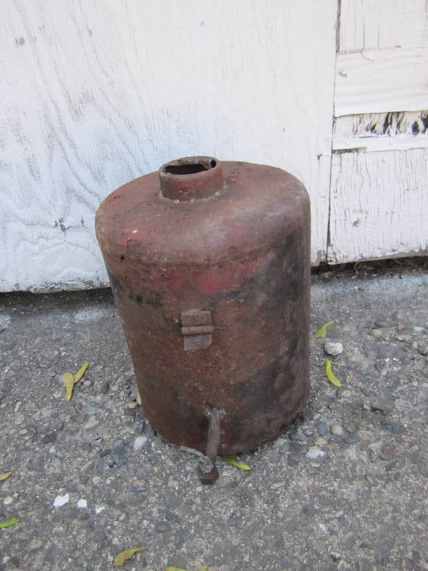 lot 52 image: Antique metal container with spout...